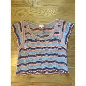 Rebellion Crochet Crop Top with Flutter Sleeve